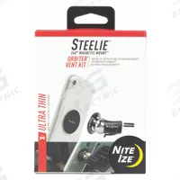 NITE IZE Cell Phone Car Mount Kit: STOVK-01-R8, Car Mounts, Vent Kit, Apple, Black/Silver. Key specifications — Resistance Properties: Impact Resistant; Manufacturer Part Number: STOVK-01-R8; Brand: NITE IZE; Compatible with Brand: Apple; Product Type: Vent Kit; For Use With: Mobile Devices; Color: Black; Material: Aluminum.
