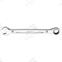MILWAUKEE Ratcheting Combination Wrench: Chrome Vanadium Steel, Chrome, 19 mm Head Size, Std (MPN 45-96-9319). Key specifications — attr309600: 19 mm; attr309611: Chrome; attr309610: Chrome Vanadium Steel; attr309604: No; attr309612: No; attr309613: No; attr309615: No; attr324932: MILWAUKEE.