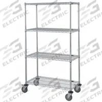 APPROVED VENDOR Wire Shelving Unit: 36 in x 24 in x 69 in, Dry/Harsh/Wet, Split Sleeve, 4 Shelves (MPN GAWRC63-2436S). Key specifications — Color: Silver; Recommended Environment: Dry; Number Of Shelves: 4; Caster Wheel/Configuration: (4) Swivel; Material: Stainless Steel; Caster Wheel/Tread Material: Polyurethane; Brand: APPROVED VENDOR.