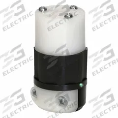 LEVITON Straight Blade Connector: 5-20R, 125V AC, 20 A, 2 Pole, 3 Wire, Black/White (MPN 5369-PLC)
