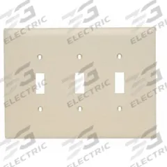 LEGRAND Wall Plate: Toggle, 3 Gang, Brown, Jumbo Size (MPN TPJ3I). Key specifications — Brand: LEGRAND; Material: Nylon.