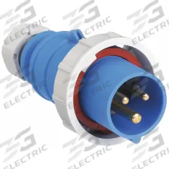 BRYANT Pin and Sleeve Plug: Blue, 250V AC, Single Phase, 20 A, 2 Pole, 3 Wire, IEC Grounding (MPN BRY320P6W). Key specifications — Brand: BRYANT.