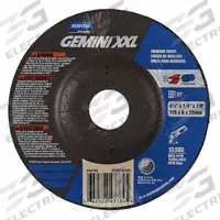 NORTON Depressed Center Grinding Wheel: Type 27, 4 1/2" x 1/4" x 7/8", Aluminum Oxide, 24 Grit (MPN 66252843784). Key specifications — Series: Gemini XXL; Brand: NORTON.