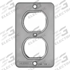 HUBBELL WIRING DEVICE-KELLEMS Outlet Box Plate: Portable Outlet Box Cover, Duplex Receptacles, 3R (MPN HBL3051). Key specifications — Color: Gray; Brand: HUBBELL WIRING DEVICE-KELLEMS.
