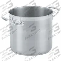 VOLLRATH Stock Pot: 27 qt Capacity, Stainless Steel, 0.8 mm Gauge, Lid Included, NSF Certified (MPN 3506). Key specifications — NSF Certified: Yes; Body Material: Stainless Steel; Brand: VOLLRATH; Lid Included: Yes.