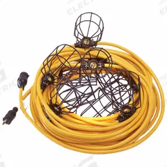 SOUTHWIRE Light Stringer: Bulb Dependent, Corded, String Light, 50 ft Power Cord Lg, 120V AC, L5-20P (MPN 95127). Key specifications — attr564215: Locking Blade; attr564191: Metal; attr564187: No; attr564159: SOUTHWIRE; attr564165: STW; attr564166: 12 AWG; attr564190: String Light; attr564196: Bulb Dependent.