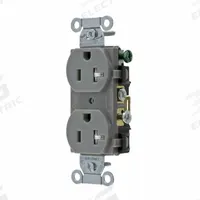 BRYANT Receptacle: Duplex, 5-20, Gray, 125V AC, 20 A, 2 Pole / 3 Wire (MPN CBRS20GRYWRTR)