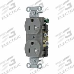 BRYANT Receptacle: Duplex, 5-20, Gray, 125V AC, 20 A, 2 Pole / 3 Wire (MPN CBRS20GRYWRTR)