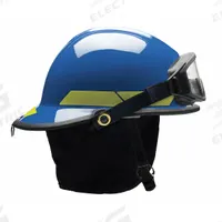 BULLARD Fire Helmet: Blue, Fiberglass, Modern Rear Brim, Chin Strap, 6-Point Sure-Lock(R) Ratchet (MPN FXSBLGIZ2). Key specifications — Color: Blue; Chin Strap: Yes; Brand: BULLARD; Shell Material: Fiberglass; Style: Modern Rear Brim; Suspension: 6-Point Sure-Lock(R) Ratchet.