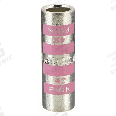 THOMAS & BETTS Open Barrel Splice: 1/0 AWG Wire Size, Pink Code, 1.63 in - Crimped Butt Splice Compression Connectors