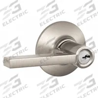 SCHLAGE Door Lockset: Office Lever Locksets, Nickel (MPN F51A LAT 619). Key specifications — attr1024149: Not Ligature-Resistant; attr1011488: SCHLAGE; attr1024446: F81; attr1011524: No Message; attr1011506: Latitude; attr1011485: No; attr1059461: Satin Nickel-Plated, Clear Coated.