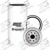 BALDWIN FILTERS Fuel Filter: Spin-On, 4 1/4 in Outside Dia, 1"-14 Thread Size, Cellulose, John Deere (MPN BF46099-O). Key specifications — attr1137520: BF46099-O; attr434022: BALDWIN FILTERS; attr427730: Cellulose; attr427731: 3-3/4-10 UNS 2B Bowl Thread; attr1017112: Buses; attr1017113: John Deere.