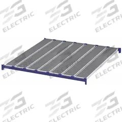 UNEX ROLLER RACK Gravity Flow Shelf: Tilt, 96 in x 96 in x 2 5/8 in, 3,000 lb Shelf Capacity, Steel (MPN RR99S2R8X8-L). Key specifications — Shelf Angle: Tilt; Finish: Powder Coated; Material: Steel; Brand: UNEX ROLLER RACK.