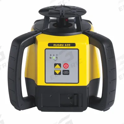 LEICA RUGBY Rotary Laser Kit: 2,600 ft Range w/Receiver, Red Beam, Horizontal - Horizontal-Beam Rotary Laser Level Kits