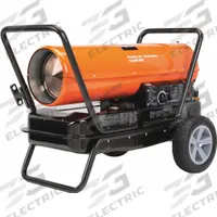 DAYTON Portable Oil and Kerosene Torpedo Heater: Wheeled Mounted, 2,900 sq ft Heating Area (MPN 3VE50). Key specifications — Key Features: Thermostat; Portability: Wheeled Mounted; Brand: DAYTON; Tank Capacity/Hours on One Filling: 10 gal/11 hr; Overall Dimensions - H x L x D: 24-5/8 in x 36-1/8 in x 21-1/2 in.