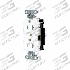 HUBBELL Receptacle: Duplex, 5-20, White, 125V AC, 20 A, 2 Pole / 3 Wire (MPN 5362STW)