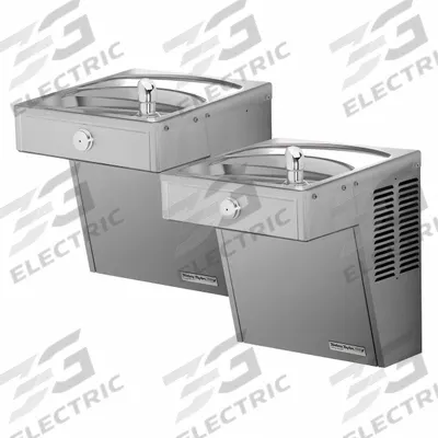HALSEY TAYLOR Bi-Level Drinking Fountain: On-Wall, 38 in Ht, 21 in Dp, 21 in Overall Wd - On-Wall Two-Level Outdoor Drinking Fountains