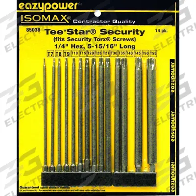 EAZYPOWER Driver Bit: Power Bit, Imperial, Security Torx Head, TR7 Bit Industry Size - Torx Security Bits