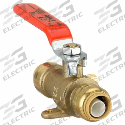 SHARKBITE Manual Two-Way Ball Valve: 1/2 in, Brass, Straight, Push x Push - Brass Ball Valves with Drain