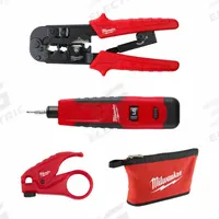 MILWAUKEE Twisted Pair Install Kit: 4 Total Pcs, Electrical and Telecom Tools, Tool Pouch (MPN 48-22-8101). Key specifications — attr549011: Impact Punchdown; attr549007: Universal Twisted Pair Stripper; attr539015: MILWAUKEE.