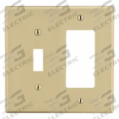 HUBBELL Wall Plate: Combo, 2 Gang, Ivory, Std Size (MPN P126I). Key specifications — Brand: HUBBELL; Material: Polycarbonate.
