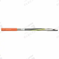 CHAINFLEX Servo Motor Cable: (4) 14 AWG (2.5)/Shielded Twisted Pr 16 AWG (1.5), Orange, PUR Jacket (MPN CF897-25150201). Key specifications — Conductor Grouping: (4) 14 AWG/Shielded Twisted Pair 16 AWG; Includes Ground: Yes; Overall Length: Order by the Foot; Minimum Bend Radius Factor - Fixed: 8 x OD; Minimum Bend Radius Factor - Flexible: 12 x OD; Brand: CHAINFLEX.