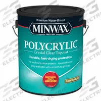 MINWAX Finish: Varnish, Interior, Water, 1 gal Container Size, Wood, Semi-Gloss, Clear, Clear (MPN 14444000). Key specifications — Brand: MINWAX; Transparency: Clear; Use Location: Interior; Sheen: Semi-Gloss; Sub-Brand: Polycrylic; Color: Clear; Resin Type: Polyurethane.