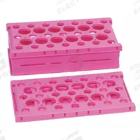 Tube Rack: 5 3/8 in Overall Wd, 2 7/8 in Overall Ht, 10 in Overall Lg, Polypropylene, Pink, Benchtop (MPN HS24320P). Key specifications — Material: Polypropylene; Mounting Location: Benchtop; Color: Pink; Product Type: Test Tube Rack; Total Holding Capacity: (21) 15 mL Tubes; Brand: HEATHROW SCIENTIFIC.