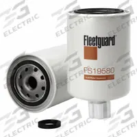FLEETGUARD Automotive Fuel Filter: 15 5/8 in Overall Lg, 3 11/16 in Outside Dia, Diesel Fuel, Diesel (MPN FS19580). Key specifications — Brand: FLEETGUARD; Media Material: Plastic; Compatible Vehicle Make: Thermo King.