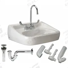 ZURN Bathroom Sink Kit: Z5340 Half-Pedestal Lavatories, White, Vitreous China, Dual Manual Handle (MPN Z5344.525.3.07.00.6). Key specifications — Series: Z5340 Half-Pedestal Lavatories; Includes: Z812B4-Xl; Color: White; Brand: ZURN; Sink Type: Bathroom; Material: Vitreous China; Sink Material: Ceramic.