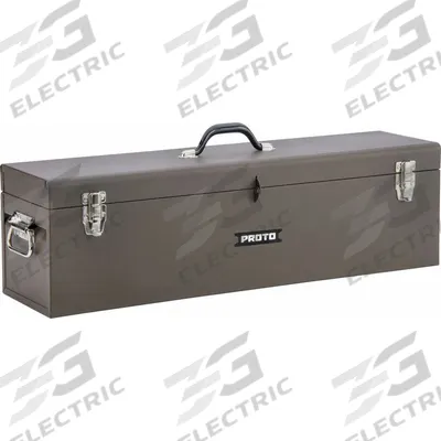 PROTO Tool Box: 32 in W 8 1/2 in D 9 1/2 in H, Steel, Brown, Hinged Lid, Padlock - Steel Tool Boxes