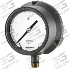 ASHCROFT Process Compound Gauge: 0 psi to 60 psi, White, 4 1/2 in Dial, 1/2 in NPT Male, Bottom, 4X (MPN 451379ASL04LVAC/60#). Key specifications — Brand: ASHCROFT; Pointer Color: Black; Accuracy: ±0.5%; Dial Color: White; Gauge Wetted Parts: Brass / Bronze; Case Material: Epoxy-Coated Aluminum; Vibration Resistance Properties: Liquid-Filled; Pressure Range: 0 psi to 60 psi.