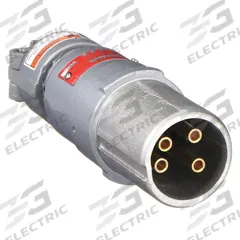 APPLETON ELECTRIC Pin and Sleeve Plug: Gray, 600V AC, Three Phase, 60 A, 4 Pole, 3 Wire (MPN CPH6034BC). Key specifications — Brand: APPLETON ELECTRIC.