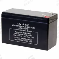 APPROVED VENDOR Sealed Lead Acid Battery: 12V DC, 8.5 Ah Capacity, 3.78 in Ht, 5.94 in Wd, ABS (MPN 2UKK2). Key specifications — Terminal Connection: 0.187 in Faston; Battery Cycle Type: Deep Cycle; Brand: APPROVED VENDOR; Housing Material: ABS.