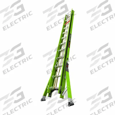 LITTLE GIANT Extension Ladder: 24 ft Ladder Size, Fiberglass, 375 lb Load Capacity - Cable Grab Non-Conductive Fiberglass Extension Ladders