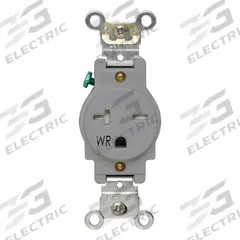 LEVITON Single Receptacle Outlet: Single, 6-20, Gray, 250V AC, 20 A, 2 Pole / 3 Wire (MPN W5461-TGY)