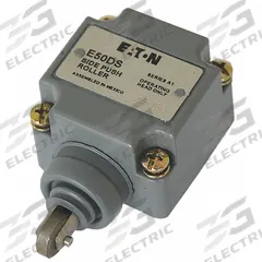 EATON Limit Switch Head: Roller Plunger, Side, E50 Series (MPN E50DS4). Key specifications — Compatible with Series: E50; Actuator Location: Side; Brand: EATON; Roller Position: Side; Action: Momentary; Arm/Operator Material: Metallic.