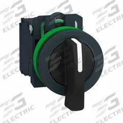 SCHNEIDER Selector Switch: 30 mm Panel Mounting Size, 3 Positions, Extended Lever, 2NO, Non-Metallic (MPN XB5FJ53). Key specifications — AC Contact Rating: 6 A @ 120 V; Action: Momentary/Maintained/Momentary; Cam: No Cam Included; DC Contact Rating: 0.55 A @ 125 V; Hazardous Location Specification: Not Rated; Operator Head Material: Plastic; Operator Head Type: Long-Handled Knob; Operator Illumination: Non-Illuminated.