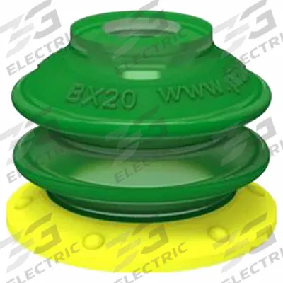 PIAB Vacuum Pad Assembly: G1/8 in, 26.01 mm Pad Dia, Polyurethane, Green, 30.99 mm Pad Ht - Multi-Bellows Type with Filter Packaging Industry Vacuum Pad Assemblies