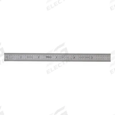 MITUTOYO Flexible Rule: 182-206, 6 in / 150 mm, 0.02 in Thick, 0.5 mm/1/100 in, Chrome - Stainless Steel Rulers