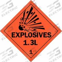 BRADY DOT Container Placard: Explosives 1.3 L 1, 10 3/4 in x 10 3/4 in, 10 3/4 in Label Ht, Placard (MPN 63325). Key specifications — Brand: BRADY; Message: Explosives 1.3 L 1.