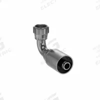 PARKER Hydraulic Crimp Fitting: Steel x Steel, 90° Elbow, -8 For Hose Dash Size, Female x Genderless (MPN 13977-8-8). Key specifications — Fitting Gender: Female x Genderless; Fitting Connection Type: JIC x Crimp; Thread Size: 3/4"-16; For Hose Dash Size: -8; Brand: PARKER.
