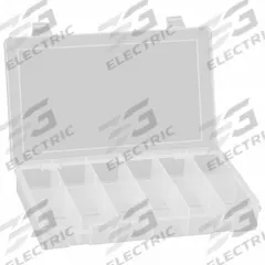 DURHAM MFG Compartment Box: 6 3/4 in x 10 7/8 in x 1 3/4 in, Clear, 12 Compartments, Snap (MPN SP12-CLEAR). Key specifications — ESD Conductive: Not Electrostatic Discharge Conductive; Color: Clear; Compartment WxD: (12) 1-11/16 in x 3 in; Brand: DURHAM MFG; Material: Plastic.