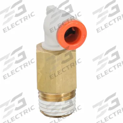 SMC Push-Fit Elbow Fitting: 1/4 in OD x 1/4 in Pipe Size, Push-to-Connect x MNPT - Polybutylene & Brass Tube Fittings