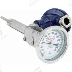 DWYER Dial Thermometer With Process Output: 0°F to 250°F, +/- 1% Accuracy, 2.5 in Stem Lg, Male (MPN BTO32551). Key specifications — Brand: DWYER; Accuracy: +/- 1%.