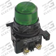 EATON Pilot Light: 30 mm Panel Mounting Size, Green, LED, 120 V AC/DC Max Volt Rating (Supply) (MPN E34FB197LGP12). Key specifications — Series: E34; Brand: EATON; Includes Push-To-Test: No Push-To-Test Included.