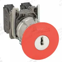 SCHNEIDER Emergency Stop Push Button: Non-Illuminated, Mushroom Head Profile, Metallic, 22 mm (MPN XB4BS9445). Key specifications — Brand: SCHNEIDER; Action: Maintained; Series: XB4; Push Button Material Type: Metallic.