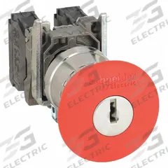 SCHNEIDER Emergency Stop Push Button: Non-Illuminated, Mushroom Head Profile, Metallic, 22 mm (MPN XB4BS9445). Key specifications — Brand: SCHNEIDER; Action: Maintained; Series: XB4; Push Button Material Type: Metallic.