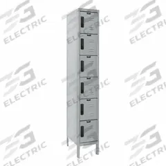 HALLOWELL Locker: 12 in x 15 in x 78 in, 6 Tiers, 1 Units Wide, Louvered, 8-Digit Code/Key, Gray (MPN UEL1258-6PL). Key specifications — Locker Color: Gray; Door Type: Louvered; Includes Number Plates: Yes; ADA Compliant: Yes; Lock Type: 8-Digit Code/Key; Brand: HALLOWELL; Assembled: Unassembled; Color Family: Gray.