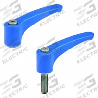 ELESA Adjustable Handle: Threaded Stud, 5005, Blue, Plastic, M6 Thread, 63 mm Lg, 50 mm Thread Lg (MPN 193439). Key specifications — Brand: ELESA; RAL Code Number: 5005.